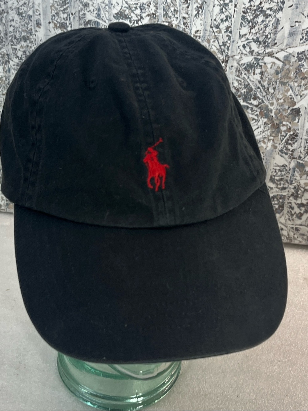 Polo Ralph Lauren Hat Black & Red Pony  Strapback Baseball Cap
